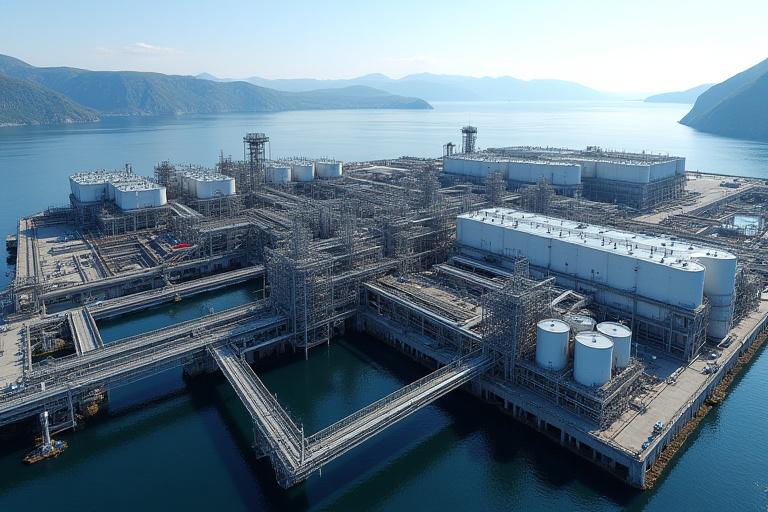 Et storslått industrianlegg i Mongstad, med synlige stålstrukturer behandlet med beskyttende belegg.